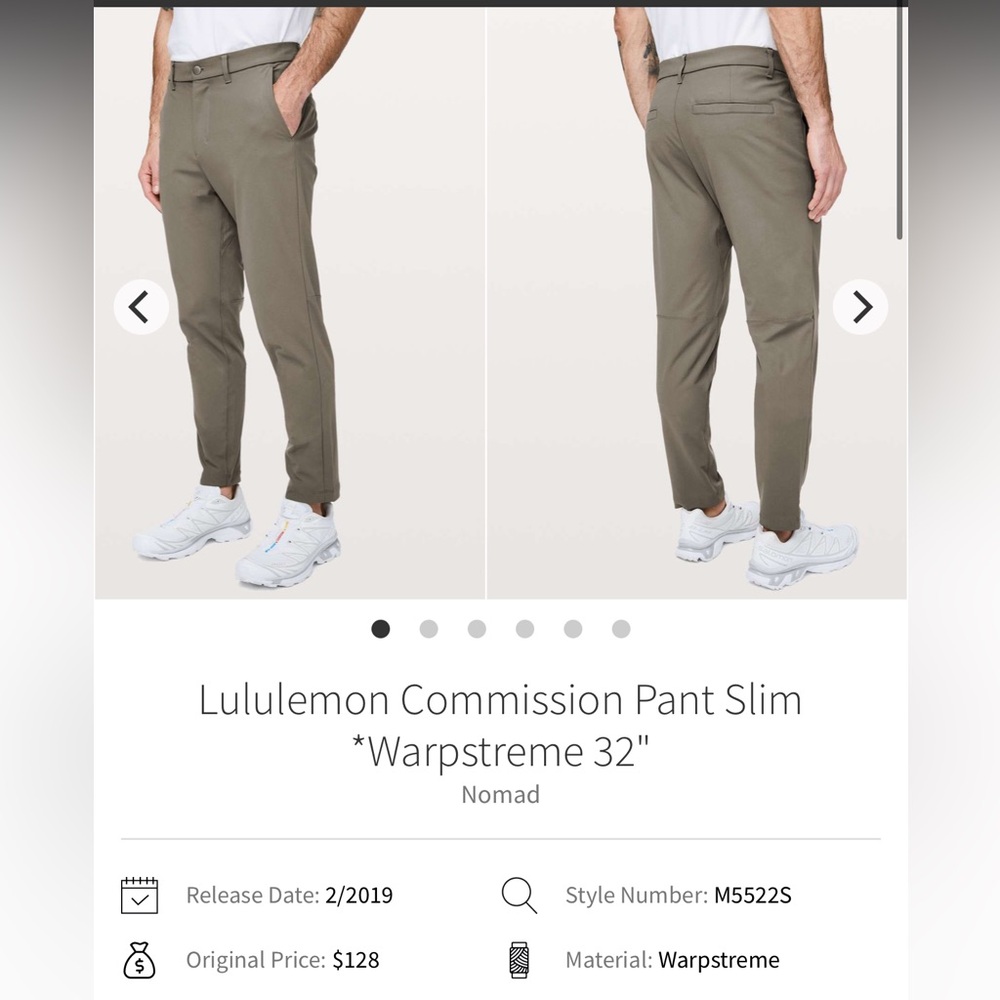 164-$35 *FREE SHIPPING* EUC Lululemon Commission Pant Slim 28x 29 Nomad